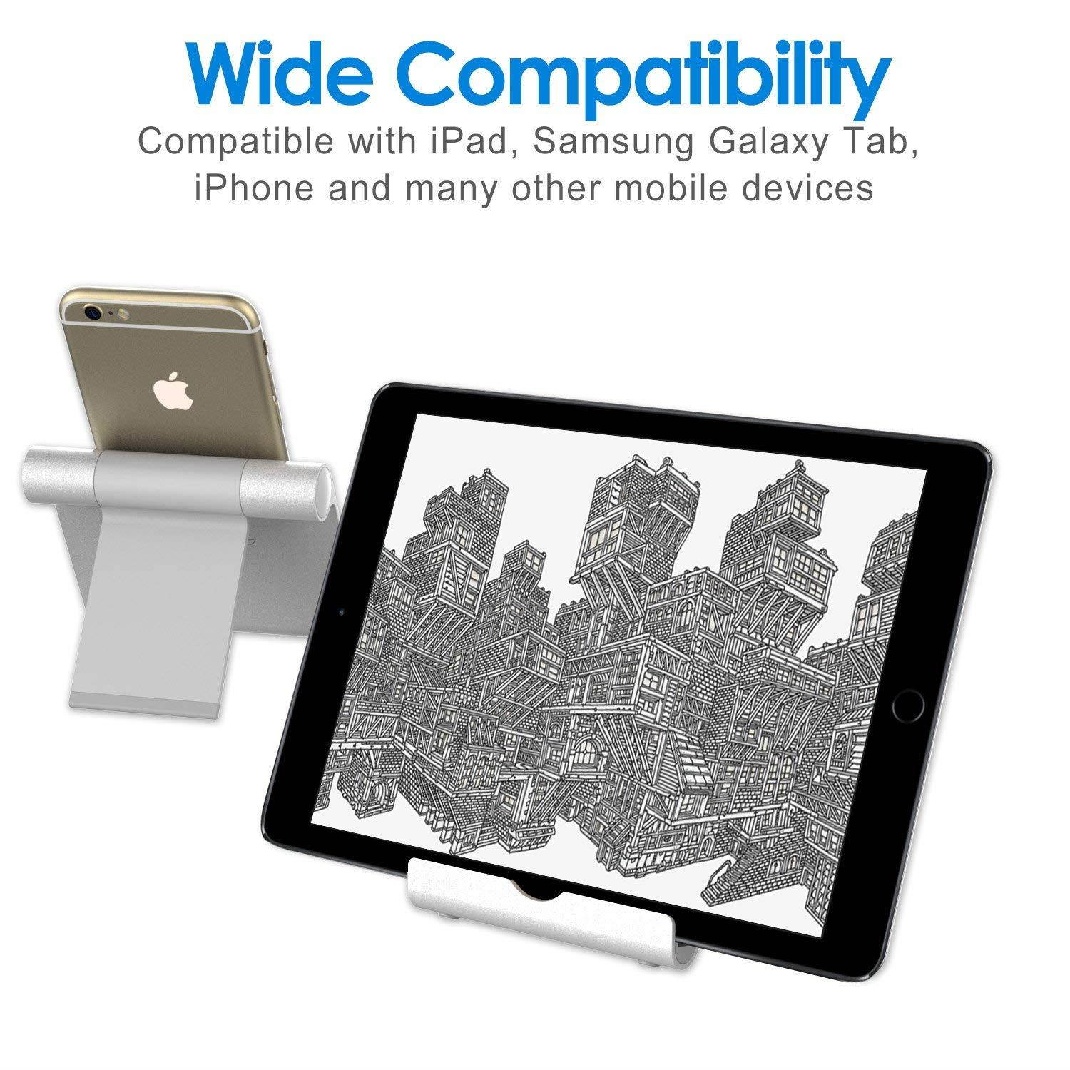 JETech Stand for Tablet and Smartphone, Multi-Angle, Portable, Aluminum