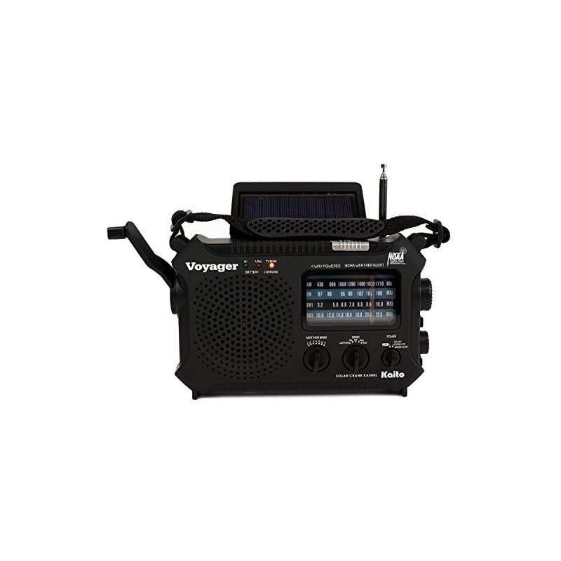 KA500 5way Powered Emergency AMFMSW NOAA Weather Alert Radio with SolarDynamo CrankFlashlight and Reading Lamp Color Black