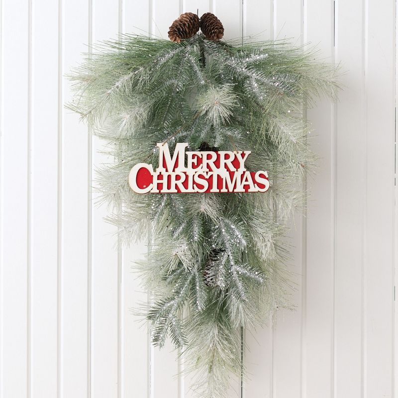 Sullivans Artificial Glittered Pine Swag 28"H Green