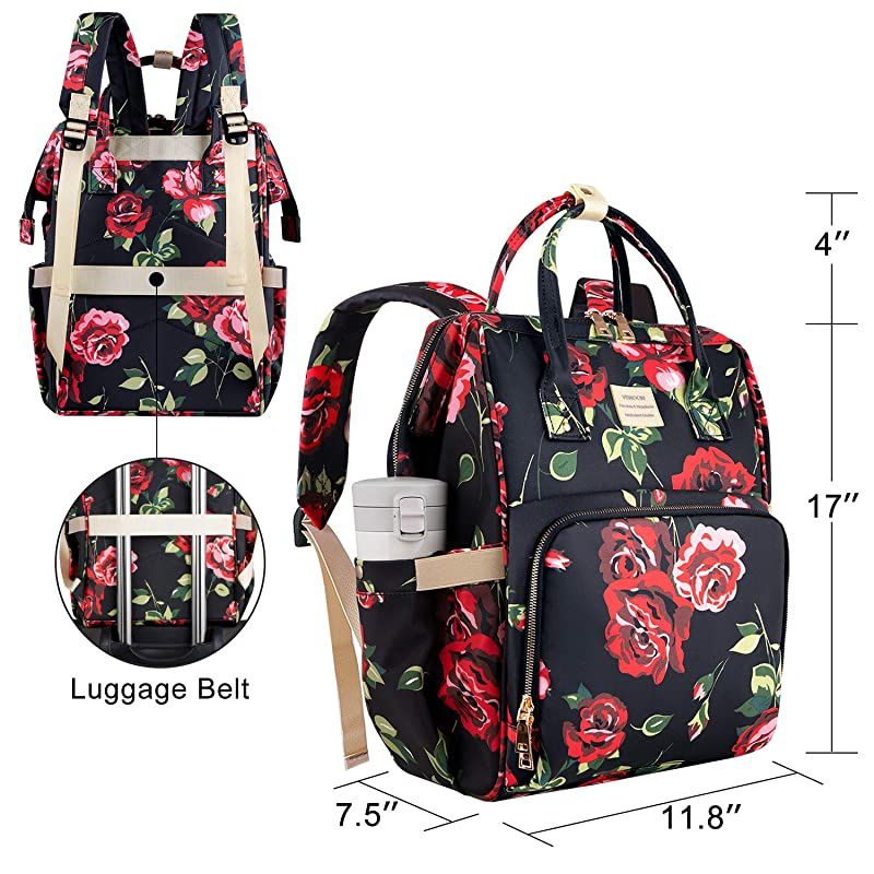 Backpack,15.6 Inch Stylish College School Backpack with USB Port Charging, Water Resistant Casual Daypack Backpack for Women/Girls/Business/Travel (Flower3)