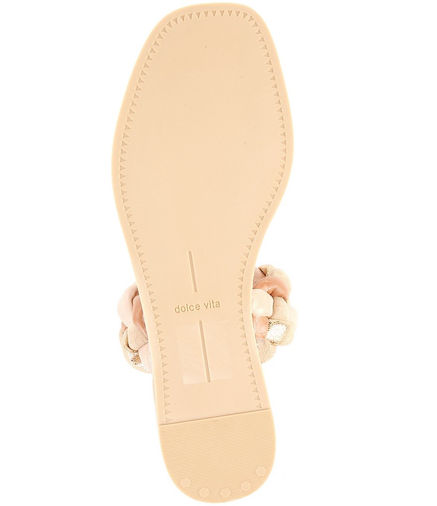 Dolce Vita Persey Leather Multi Braided Strap Wedge Slides