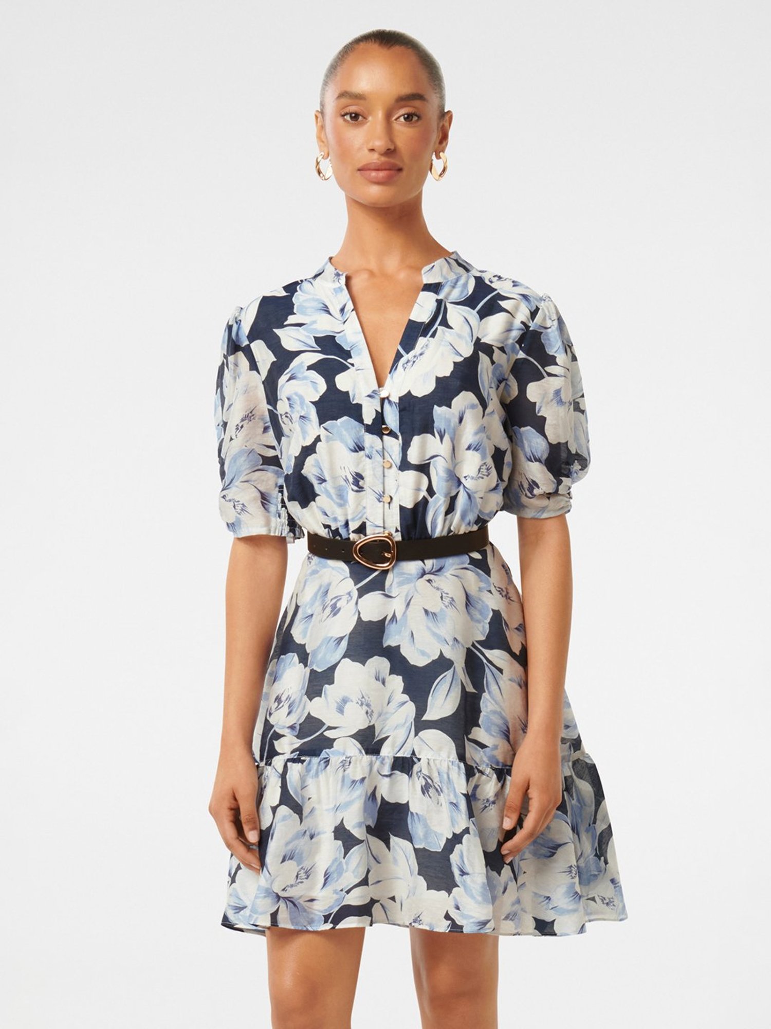 Forever New Brinkley Petite Puff Sleeve A Line Dress With Belt