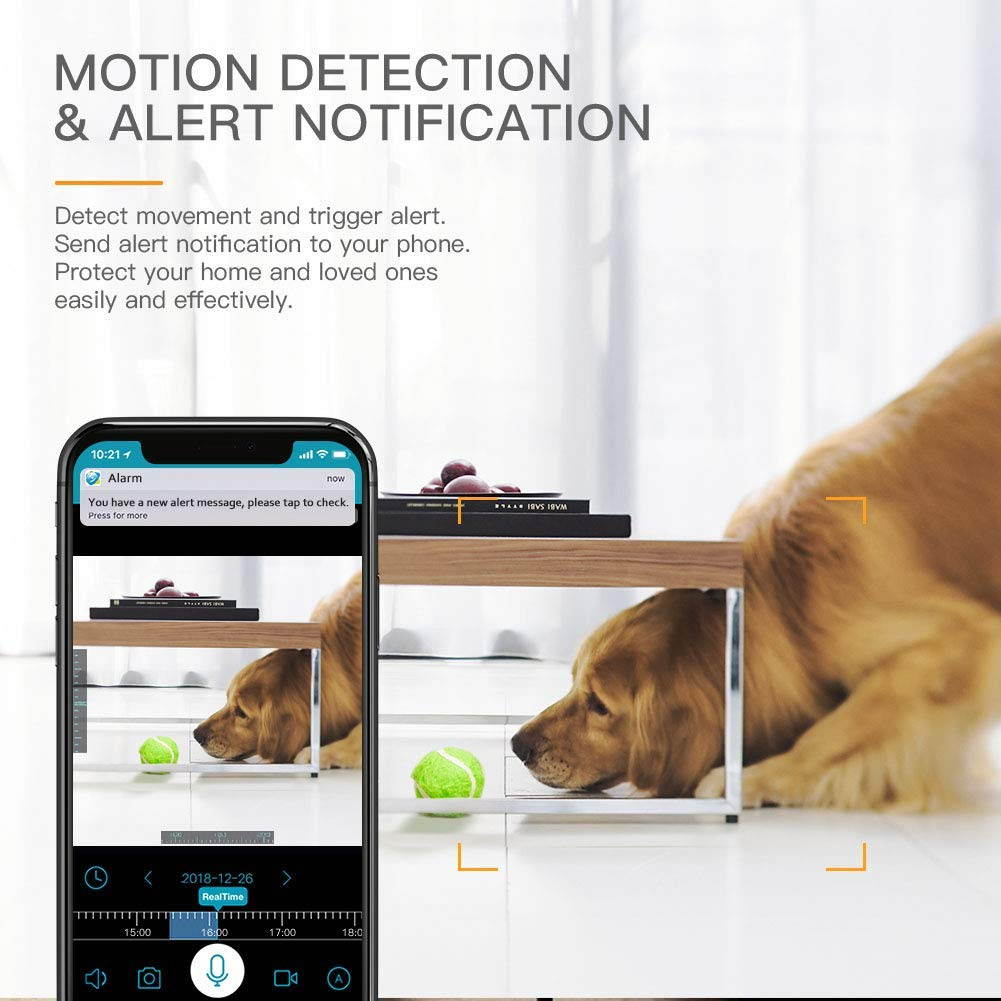 1080P Security Camera, HM203 UG WiFi Home Indoor Camera with Smart Night Vision/2 Way Audio/Motion Detection, Wireless IP Dog Camera for Baby/Pet/Nanny Monitor, Cloud/MicroSD Support