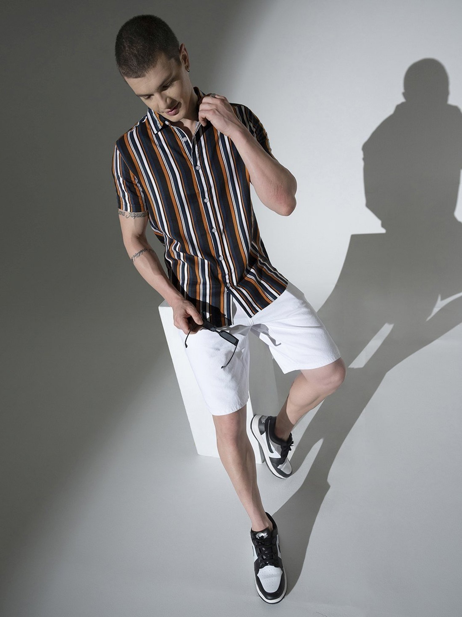 Hubberholme Multicolored Boxy Fit Striped Shirt