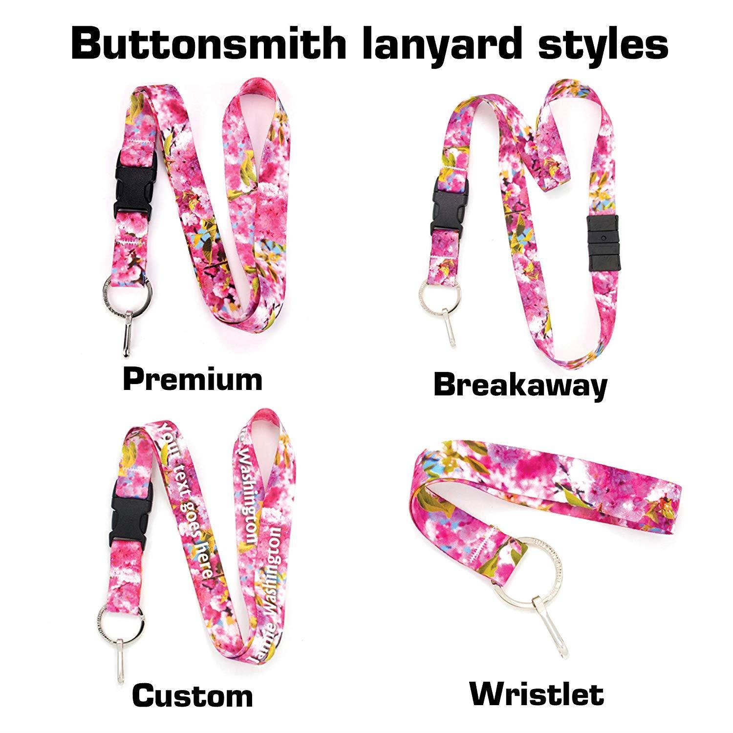 Buttonsmith Photo Cherry Blossoms Premium Lanyard - Made in USA