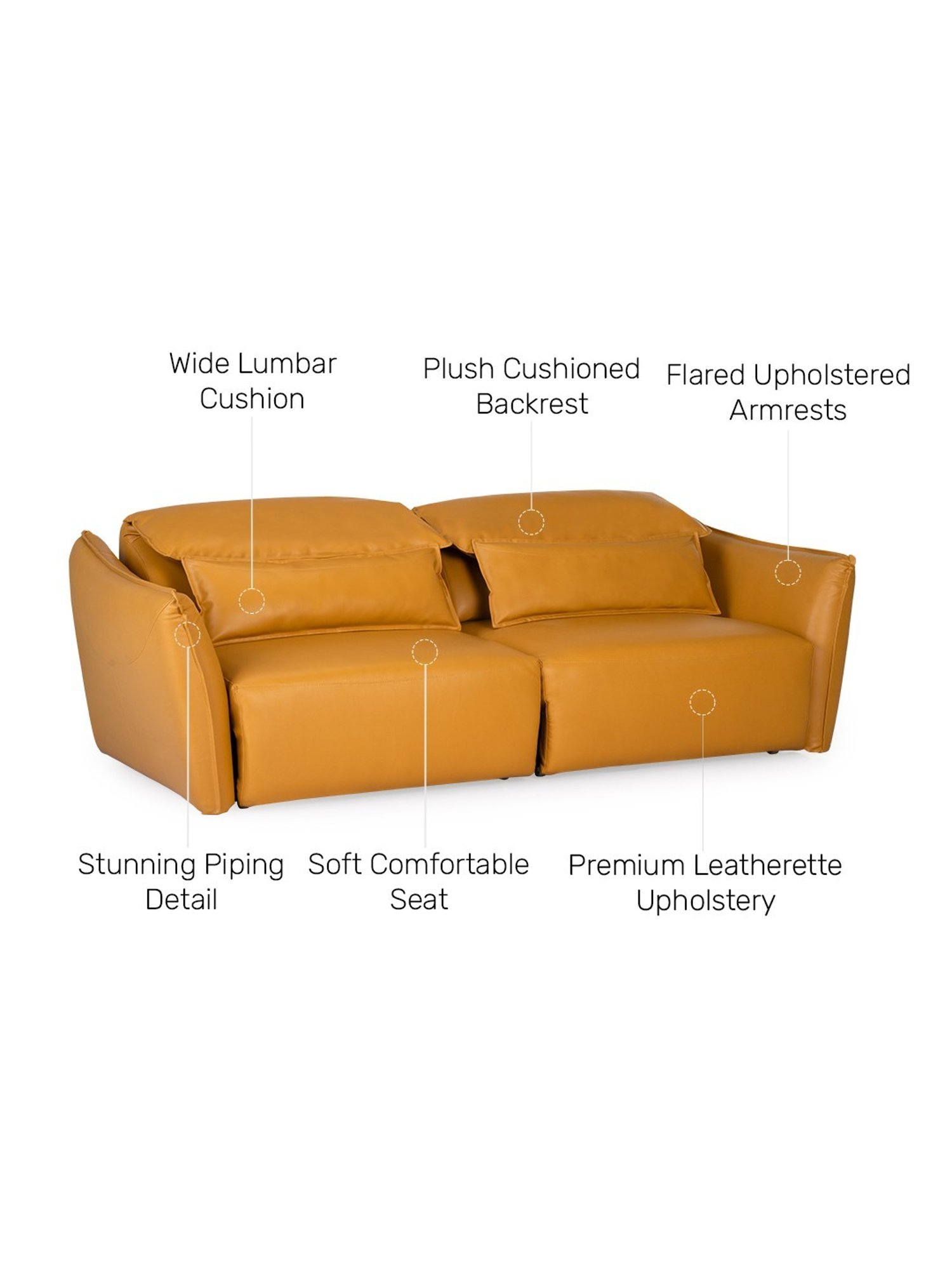 Durian Serena Amber Yellow Premium Leatherette 2 Seater Sofa