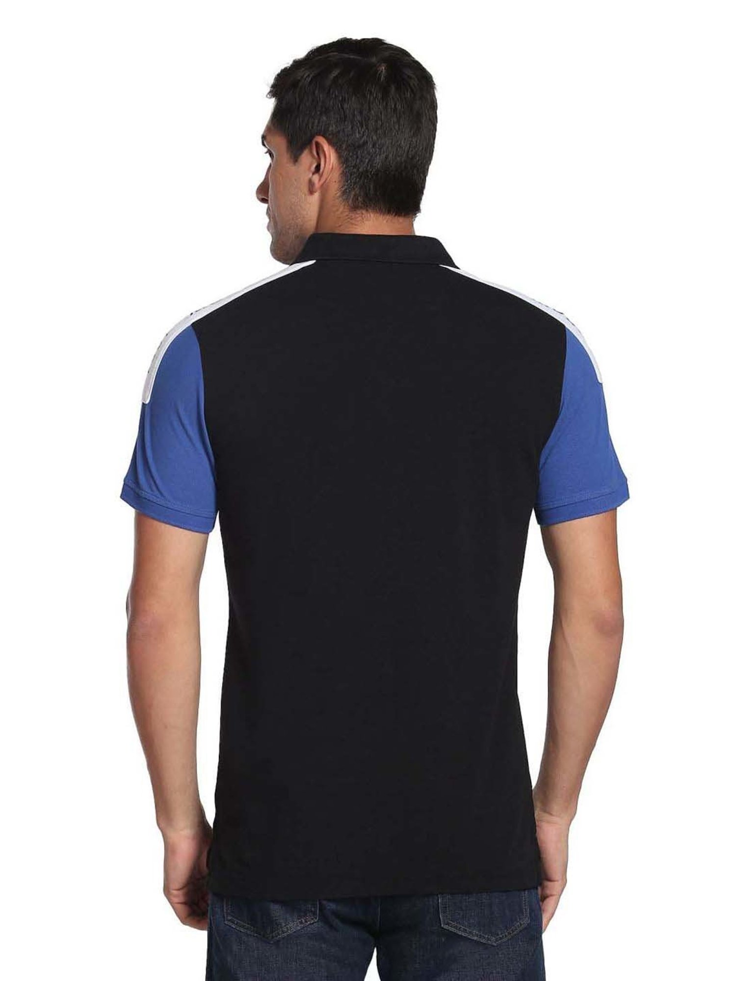 Arrow Sport Black Cotton Regular Fit Printed Polo T-Shirt