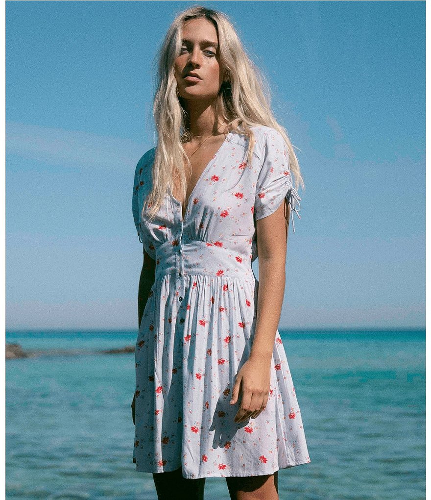 Rip Curl Spaghetti Strap La Bonita Striped Side-Slit Midi Dress