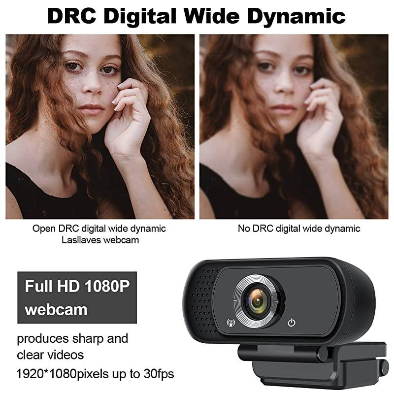 HD Webcam 1080P, USB Webcam Plug and Play Web Cam for Live Streaming,Web Camera for Computer PC Laptop Desktop,110 Degree Wide Angle Webcam with Microphone for Video Calling Recording Gaming