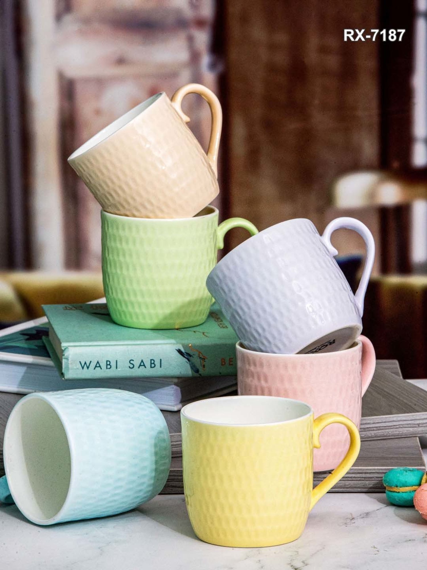 Femora Black Ceramic Coffee Mugs (0.36 L) - Set of 4