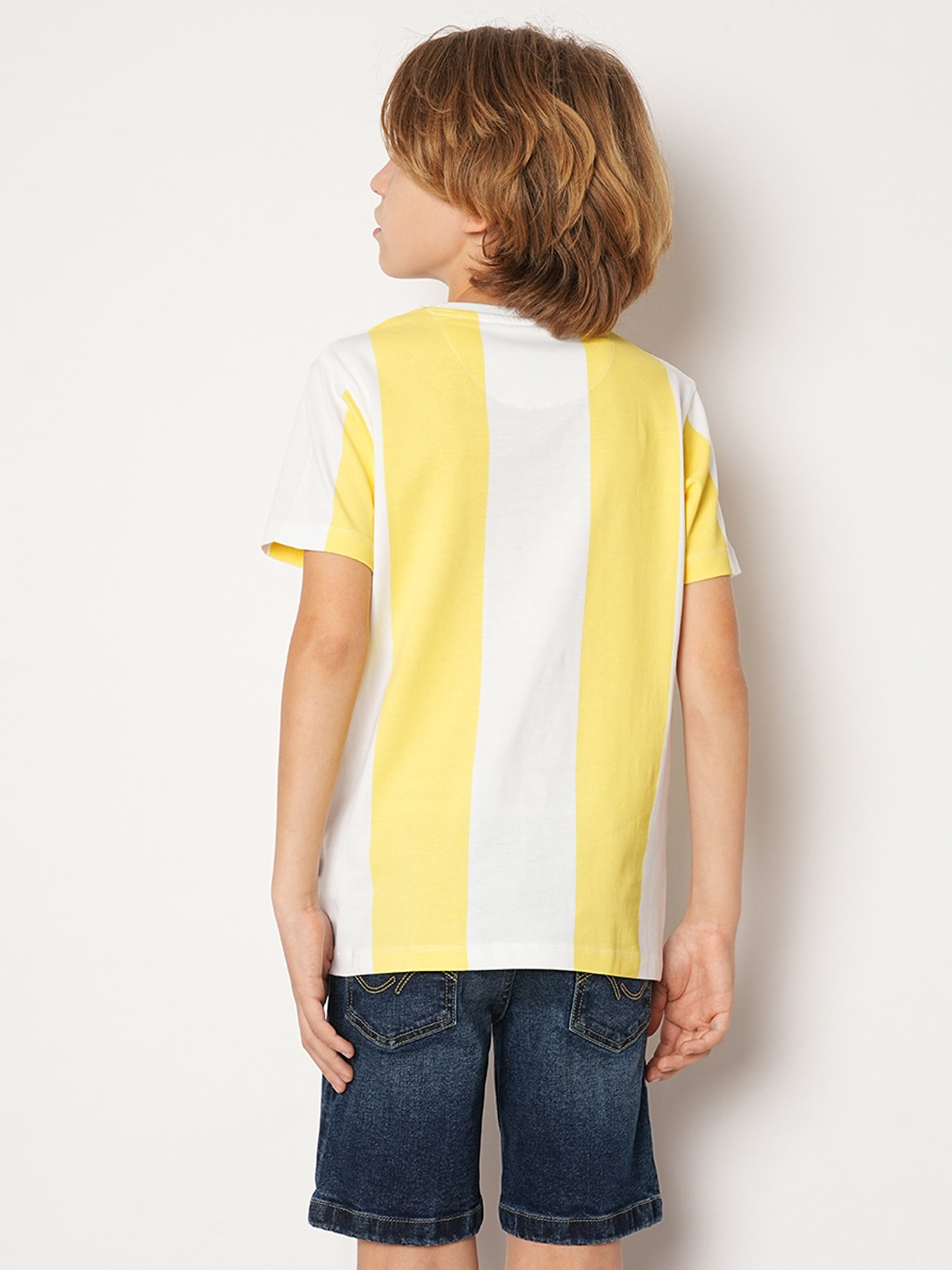 Jack & Jones Junior Yellow & White Striped T-Shirt