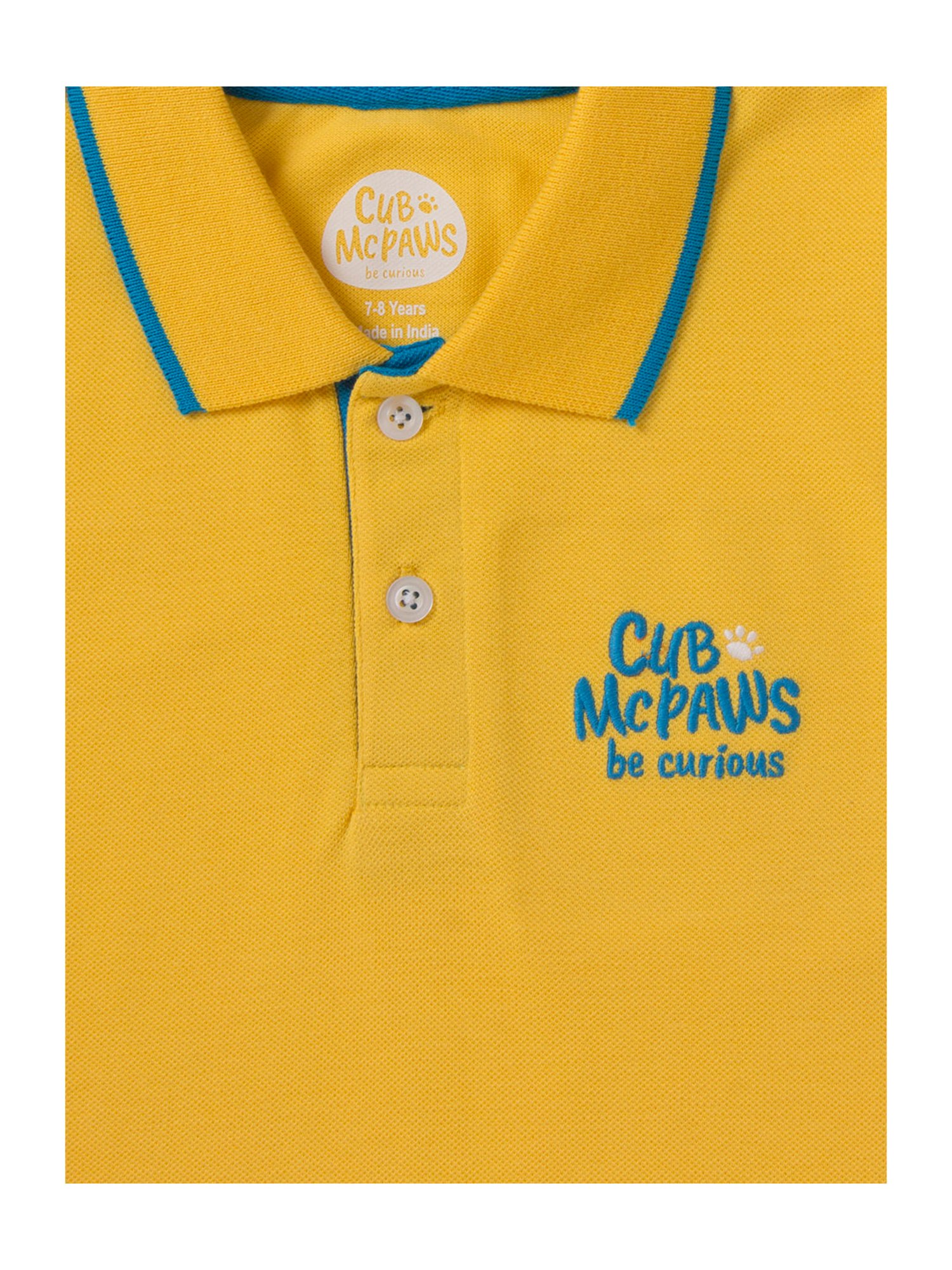 Cub McPaws Kids Yellow Solid Polo