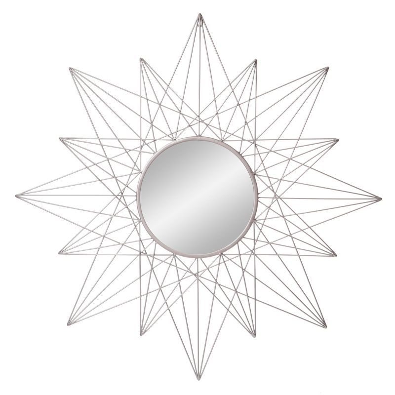 36" Geometric Sunburst Wall Accent Mirror Silver - Patton Wall Decor