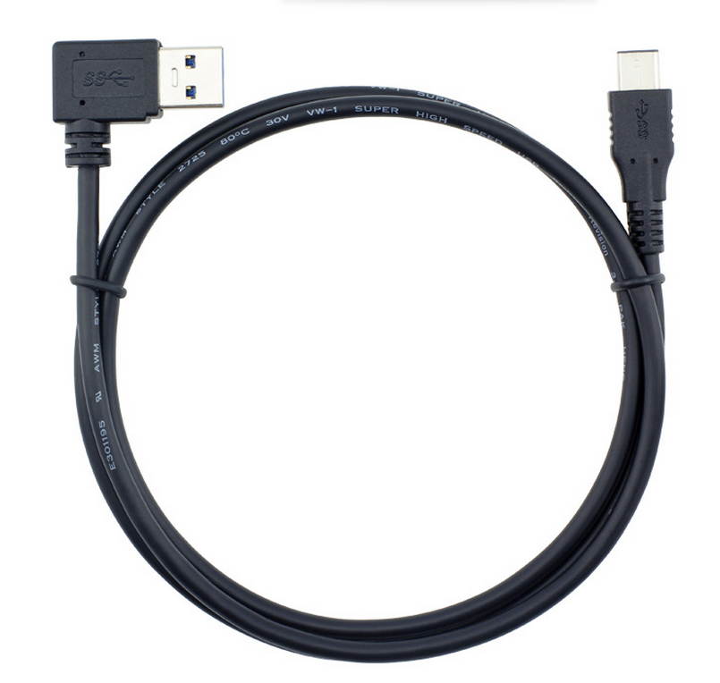 USB 3.1 90-Degree Angle Type-C to USB 3.0 Type-A Male Sync & Charging Cable, Latest Reversible Micro USB 3.1 Type-C Connector, Ultra Fast Transfer Rate up to 10Gbps (1.25GB/s)- Black, 1m (3.3ft)