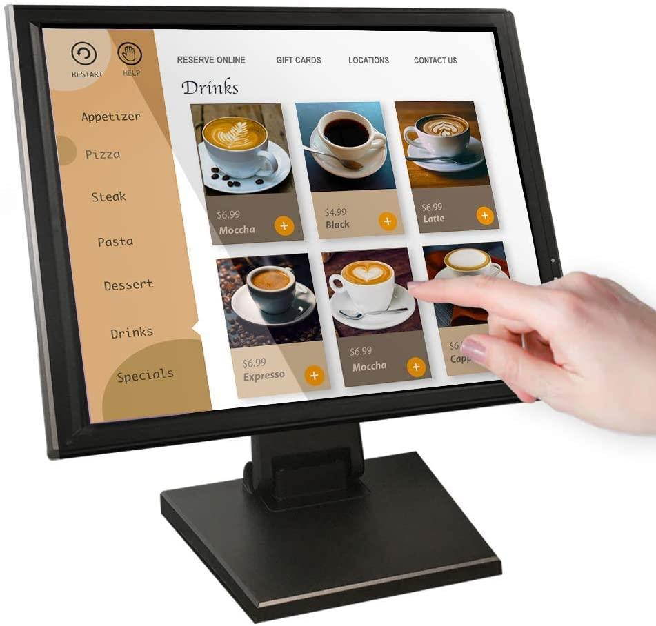 17-inch HDMI Resistive Touch Screen POS LED Monitor with VGA and HDMI Port and Cable, for Office, Retail, Restaurant, Bar, Gym, Warehouse