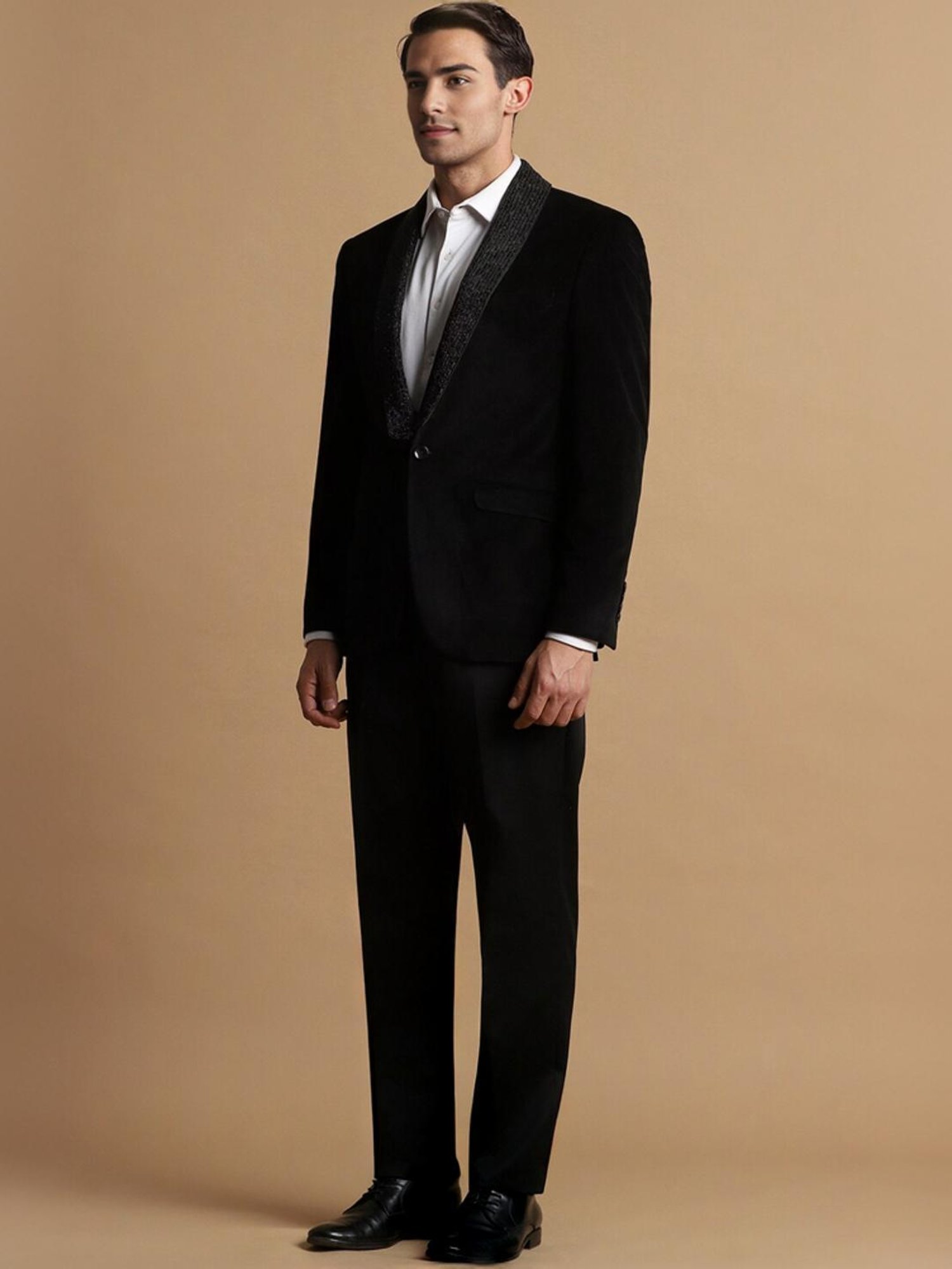 Raymond Brown  Slim Fit Printed Three Piece Suit