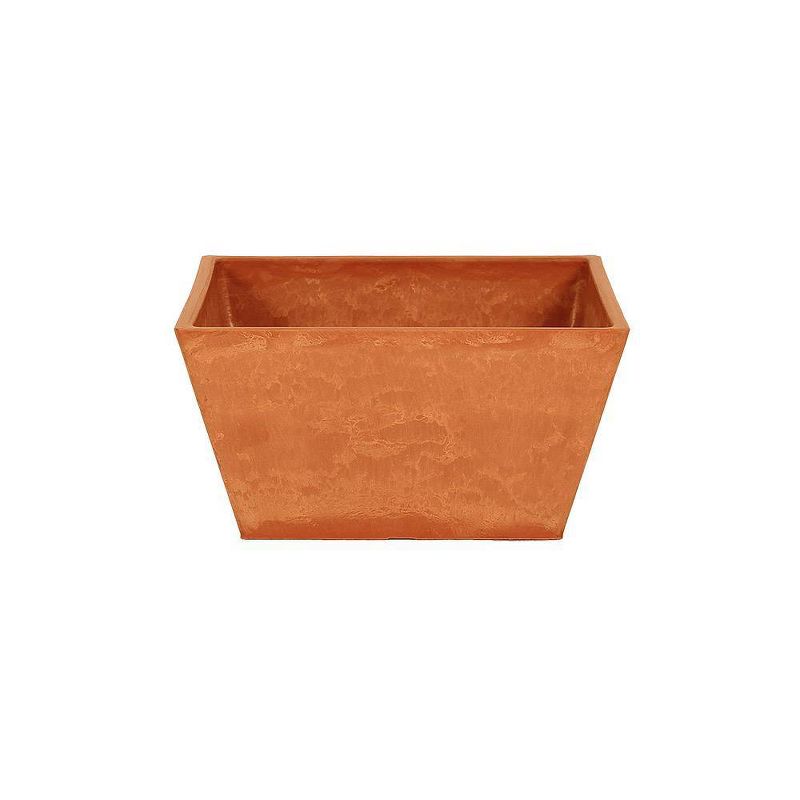 12.25" Small Modern Geometric Marion Wood Stone and Iron Planter with Stand Terra Cotta Finish - Achla Designs