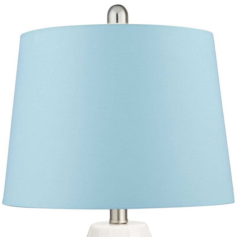 360 Lighting Scalloped Ceramic LED Blue Hardback Table Lamps Set of 2