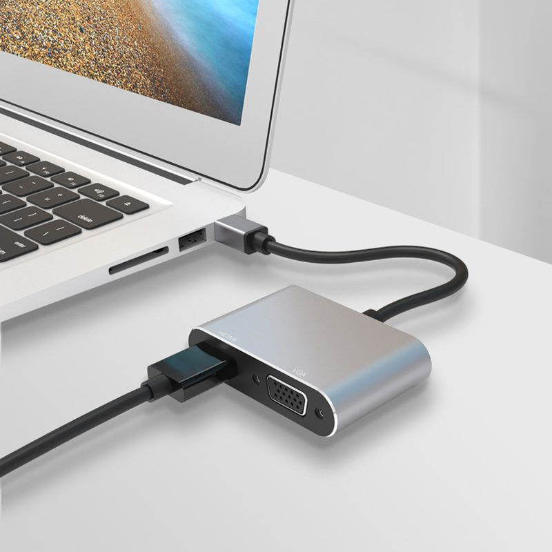 AABB-2 in 1 Mini Displayport DP To HDMI VGA Adapter Cable 4K 1080P Mini DP Converter