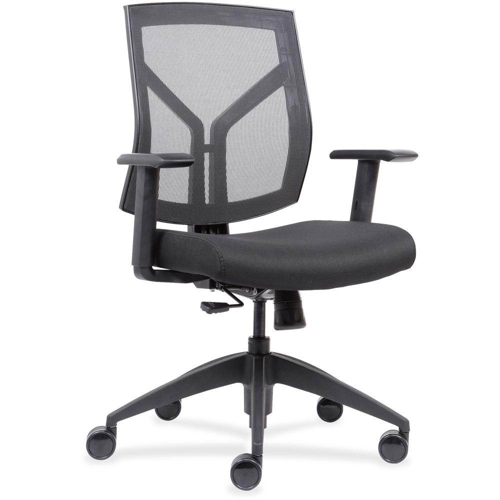 Lorell LLR83111 Mid-Back Chairs with Mesh Back & Fabric Seat - Black