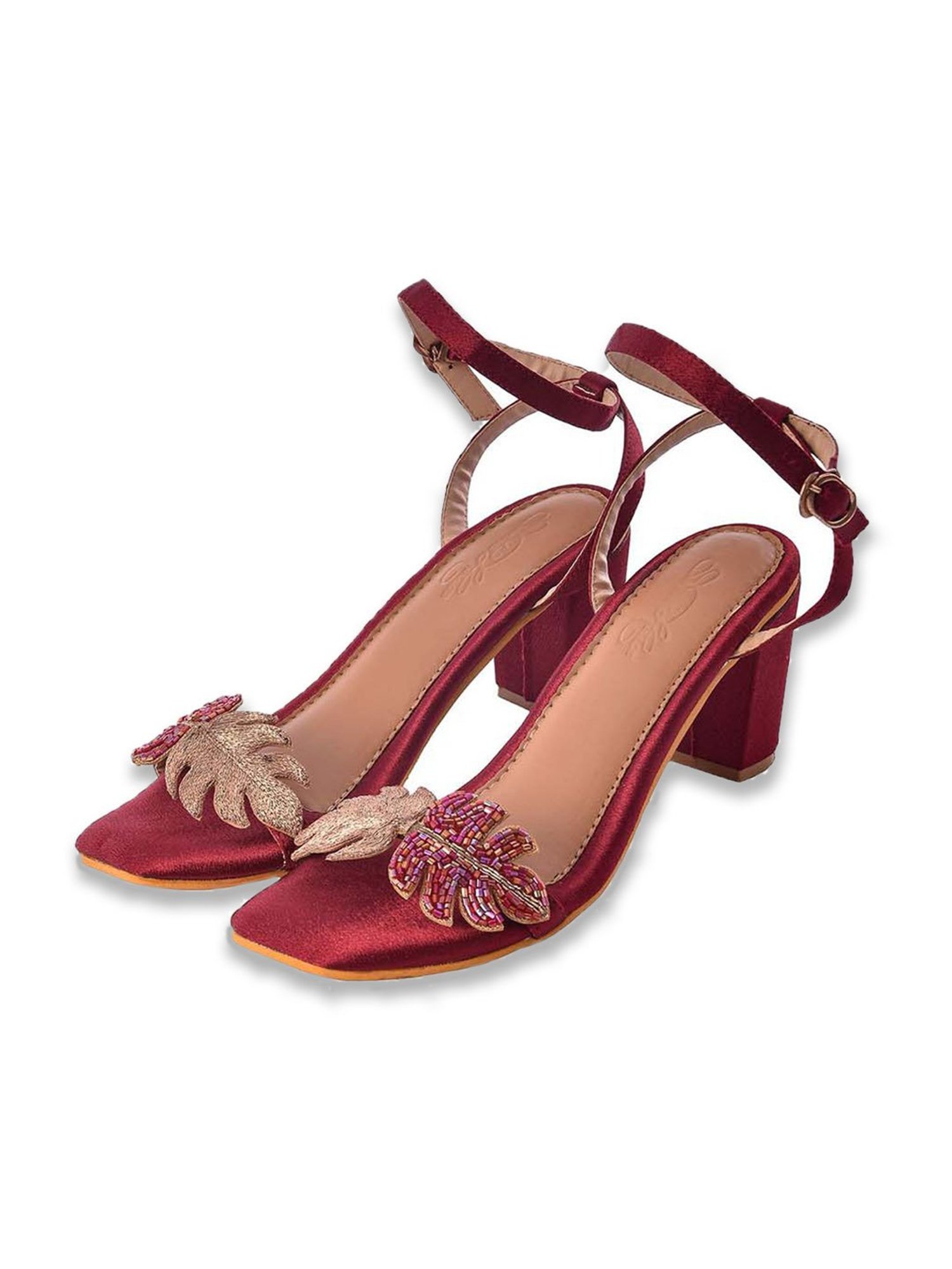 Sole House Women's Maroon Ankle Strap Sandals