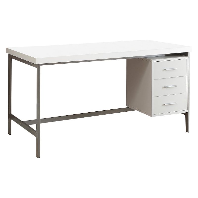 Hollow Core Desk with Silver Metal - White - EveryRoom