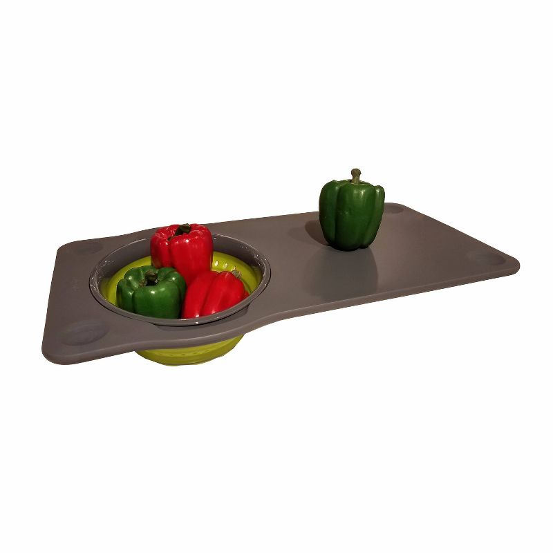 Squish Over-The-Sink Cutting Board with Colander Green/Gray