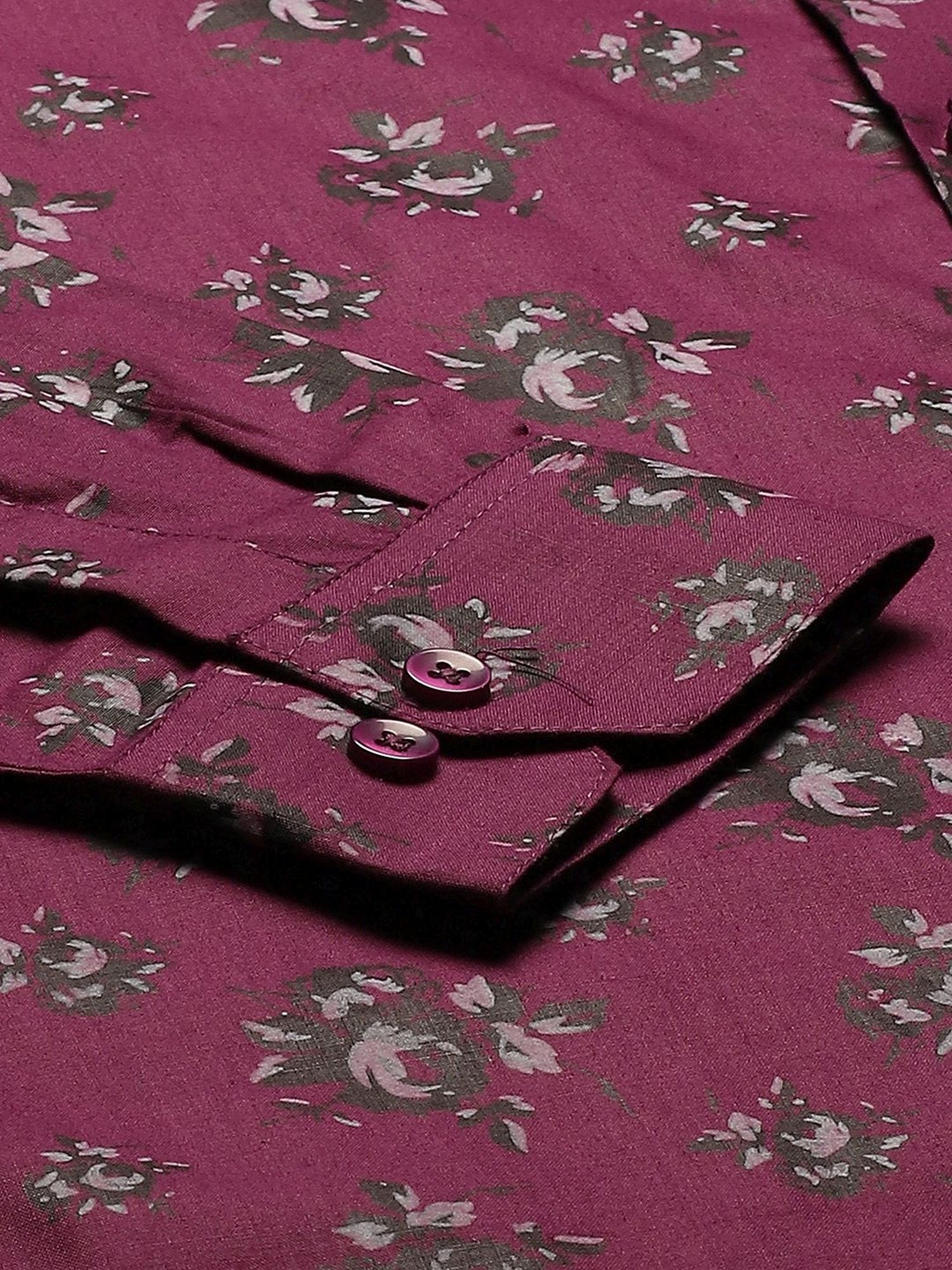 Sojanya Magenta Cotton Regular Fit Floral Print Shirt