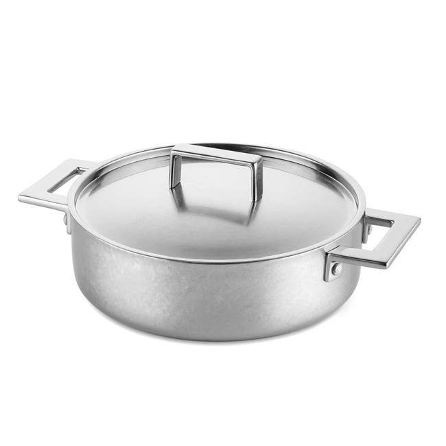 SAUTE PAN 2 HANDLES WITH LID CM.24 ATT.PEWTER