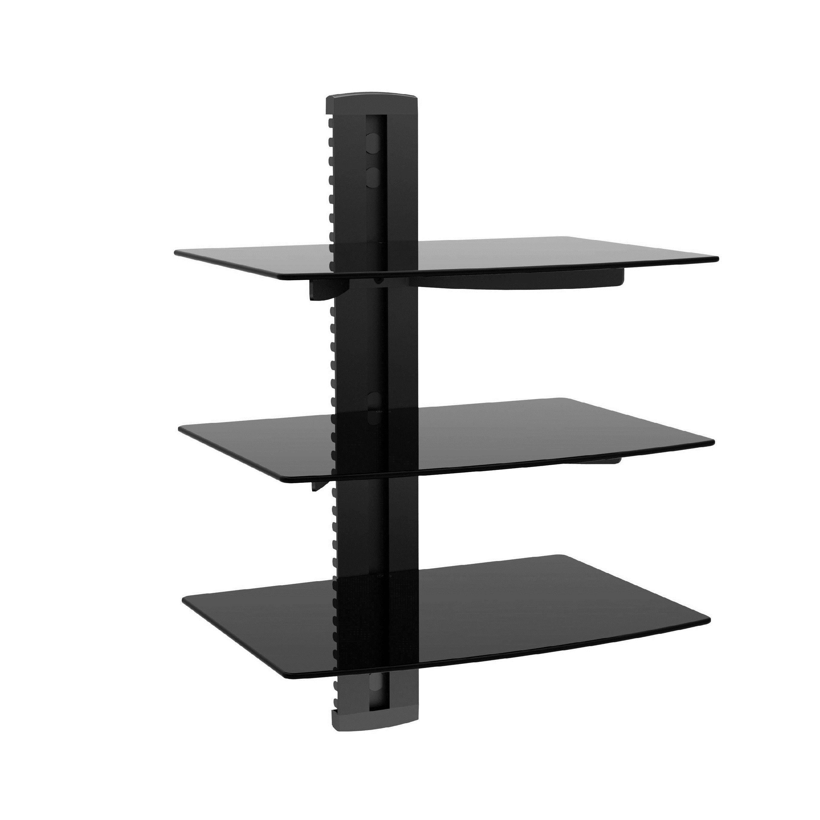 Monoprice Electronic Component Glass Shelf Wall 3-tier Mount Bracket with Cable Management System