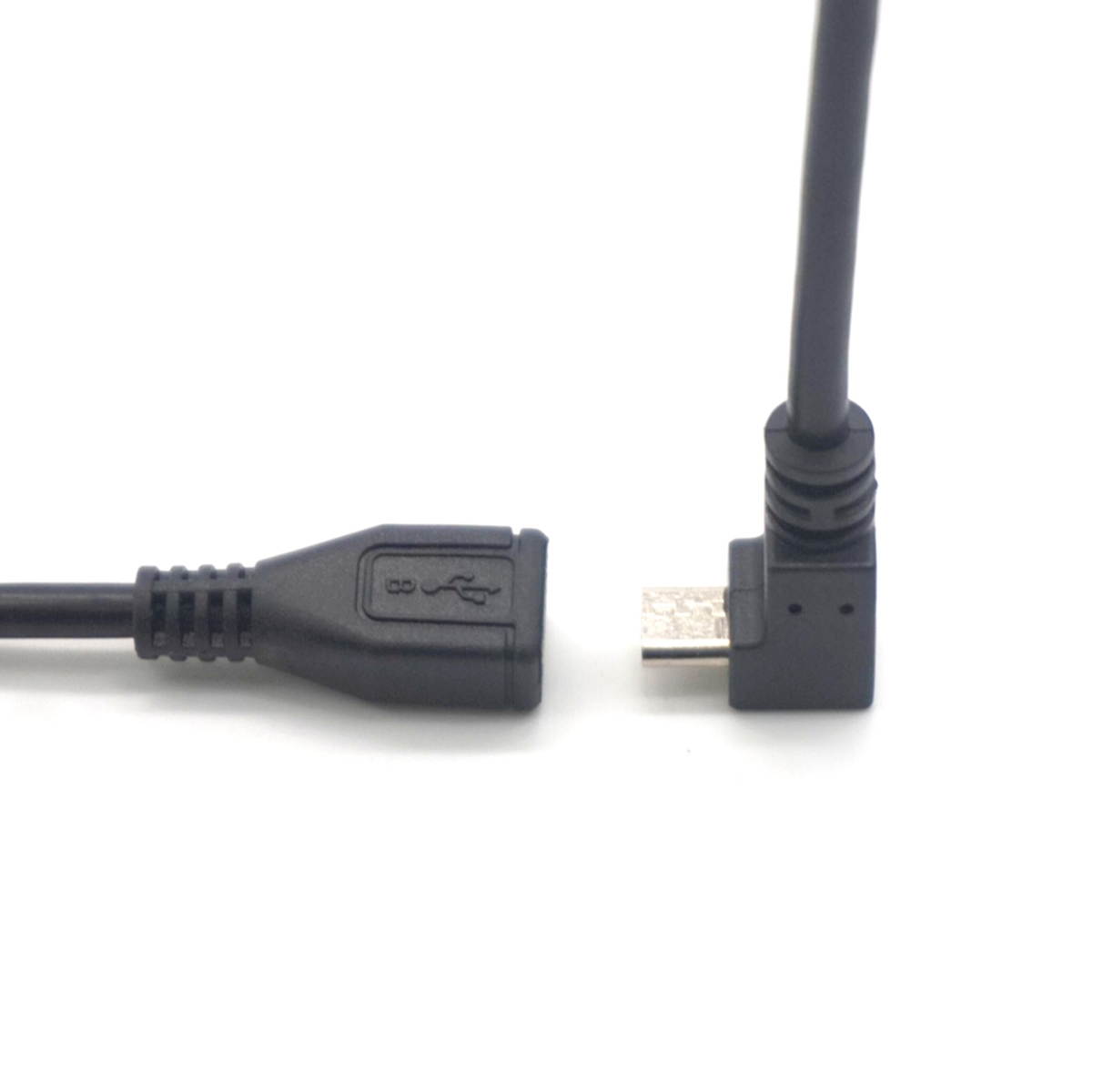 2pcs Plugadget Micro USB Male to Micro USB Female plug Down Angled Extension Cable Adapter Converter