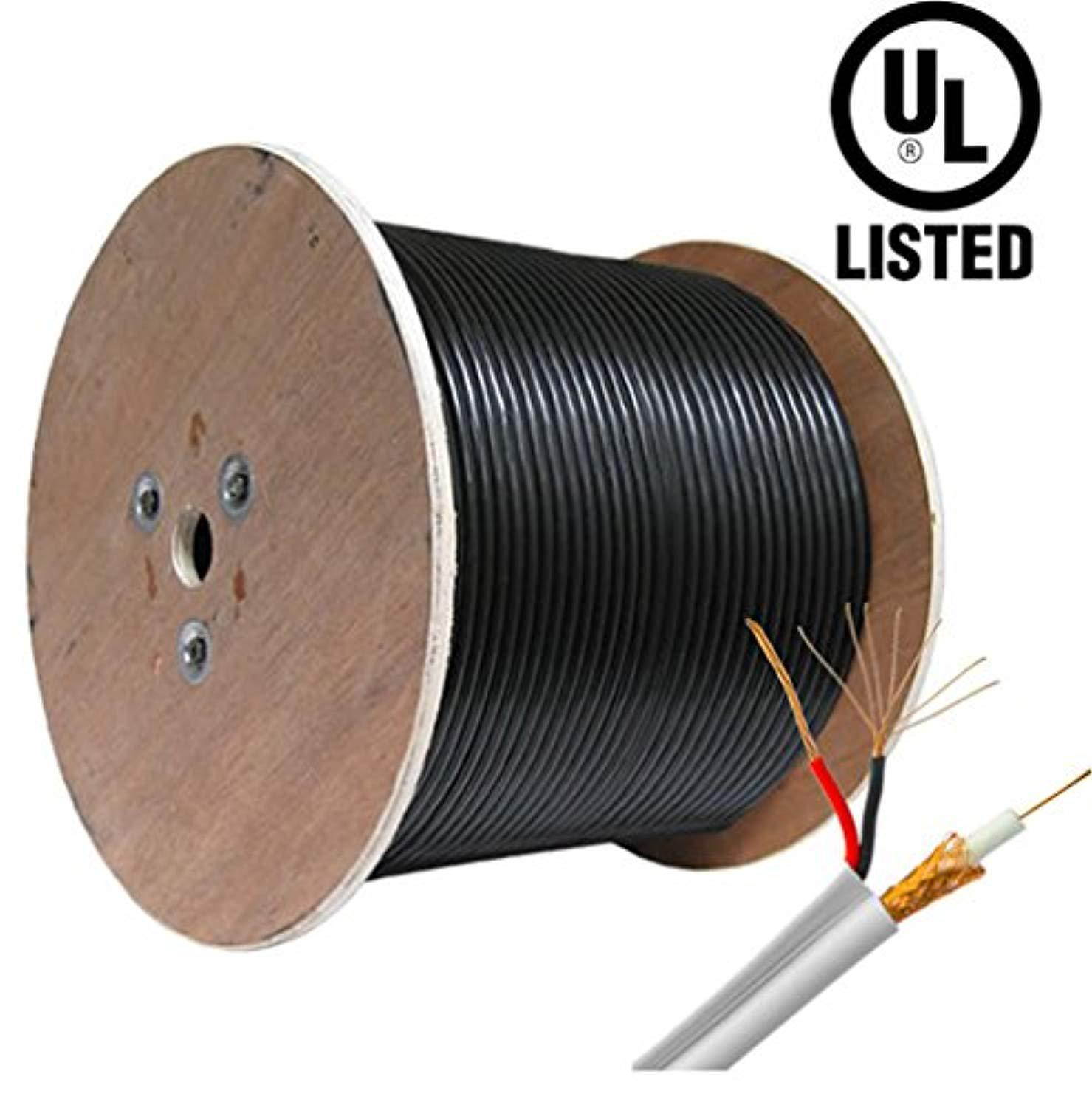 hdview 1000ft ul listed certified, 95% copper braid, siamese coaxial rg59 cable wire for cctv hd (tvi/ahd/cvi/analog) security