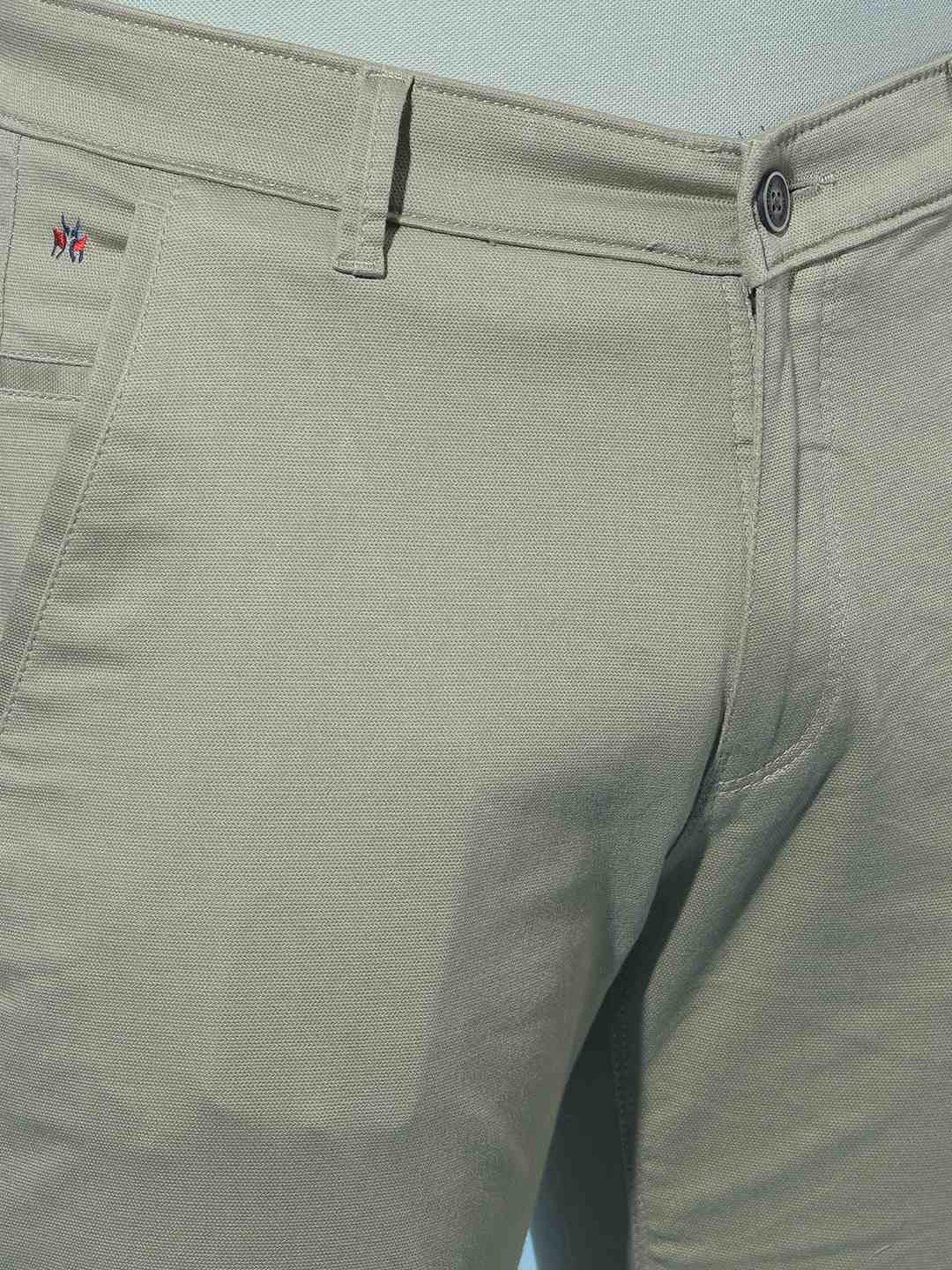 Crimsoune Club Green Cotton Slim Fit Chinos