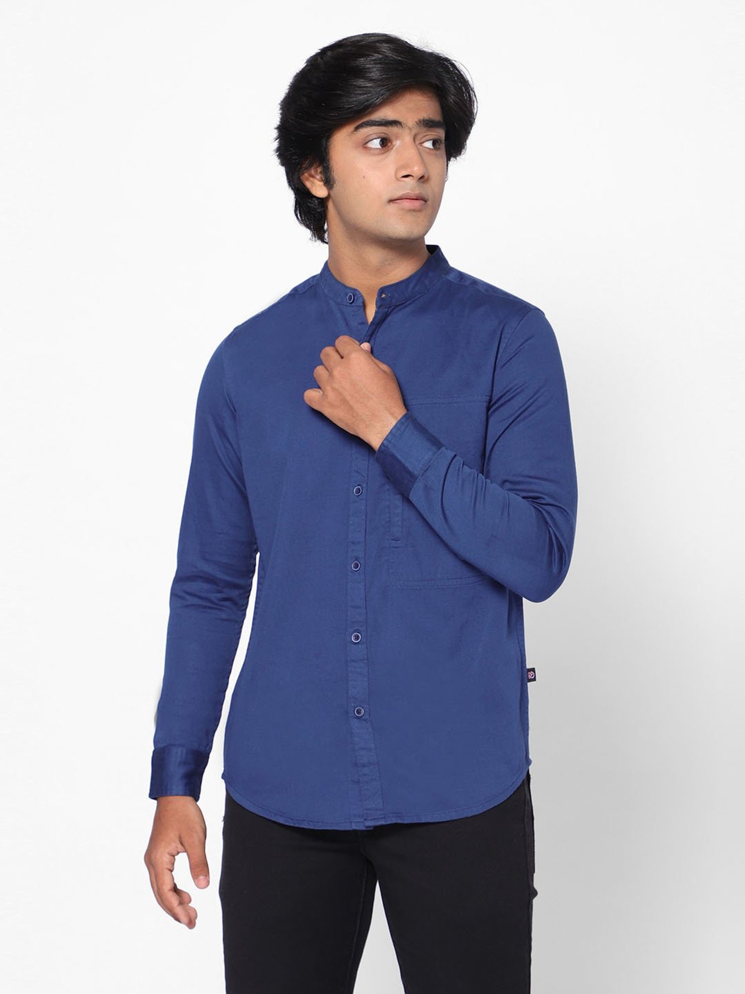 TeenTrums Boys Navy Solid Full Sleeves Shirt