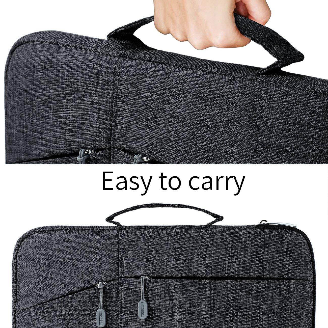 Megoo 12Inch Sleeve Case for Microsoft New Surface Pro 5/4/3/6 12.3", 11" 12" Macbook/Dell/Chromebook/Samsung Galaxy Book Tablet Laptop Slim Water Resistant Carrying Case with Handle and Pocket(Black)