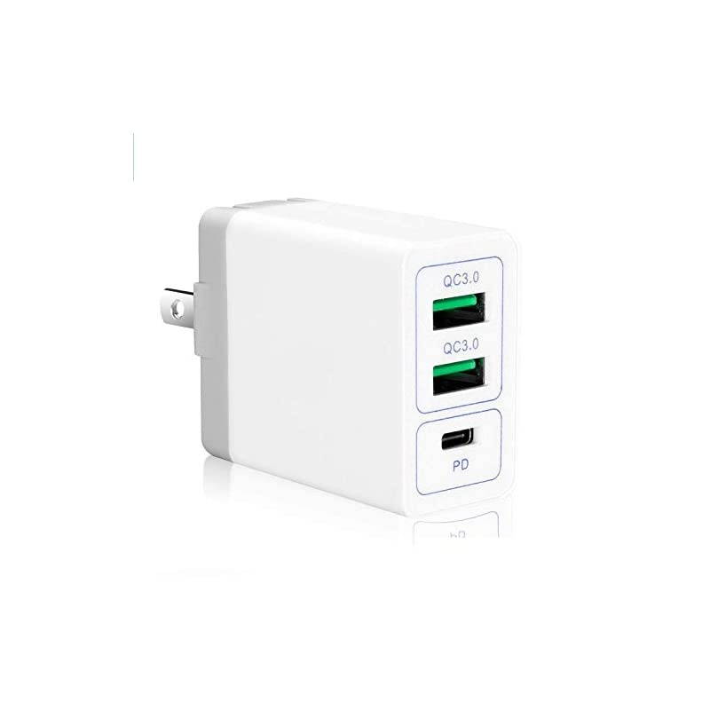 Dual Quick Charger PD portable Travel usb wall charger USBC Power Delivery fast QC charger Adapter Charging Block Plug for iPhone Samsung ipad macbook Google and More