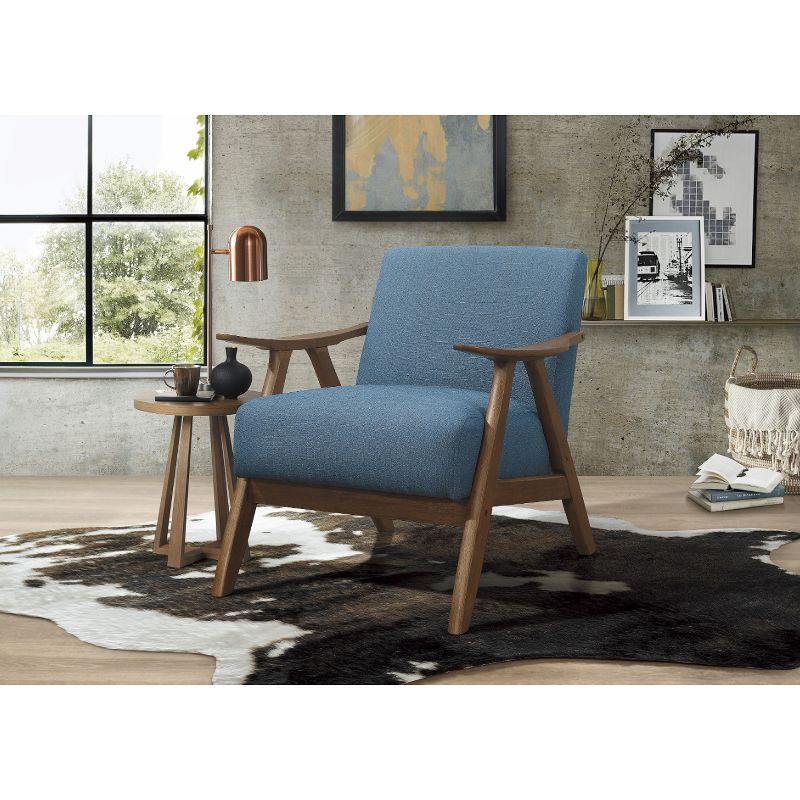 Lexicon Damala Collection Retro Inspired Wood Frame Accent Chair Seat with Polyester Fabric for Living Rooms and Offices, Blue