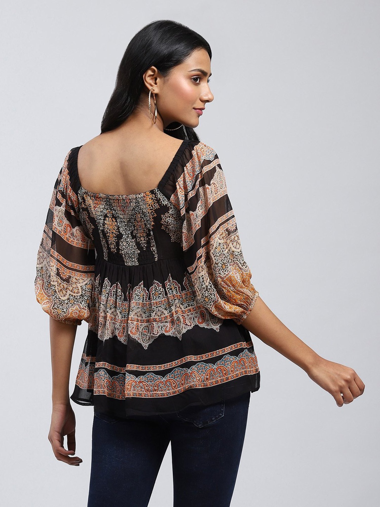 Label Ritu Kumar Black Printed Top