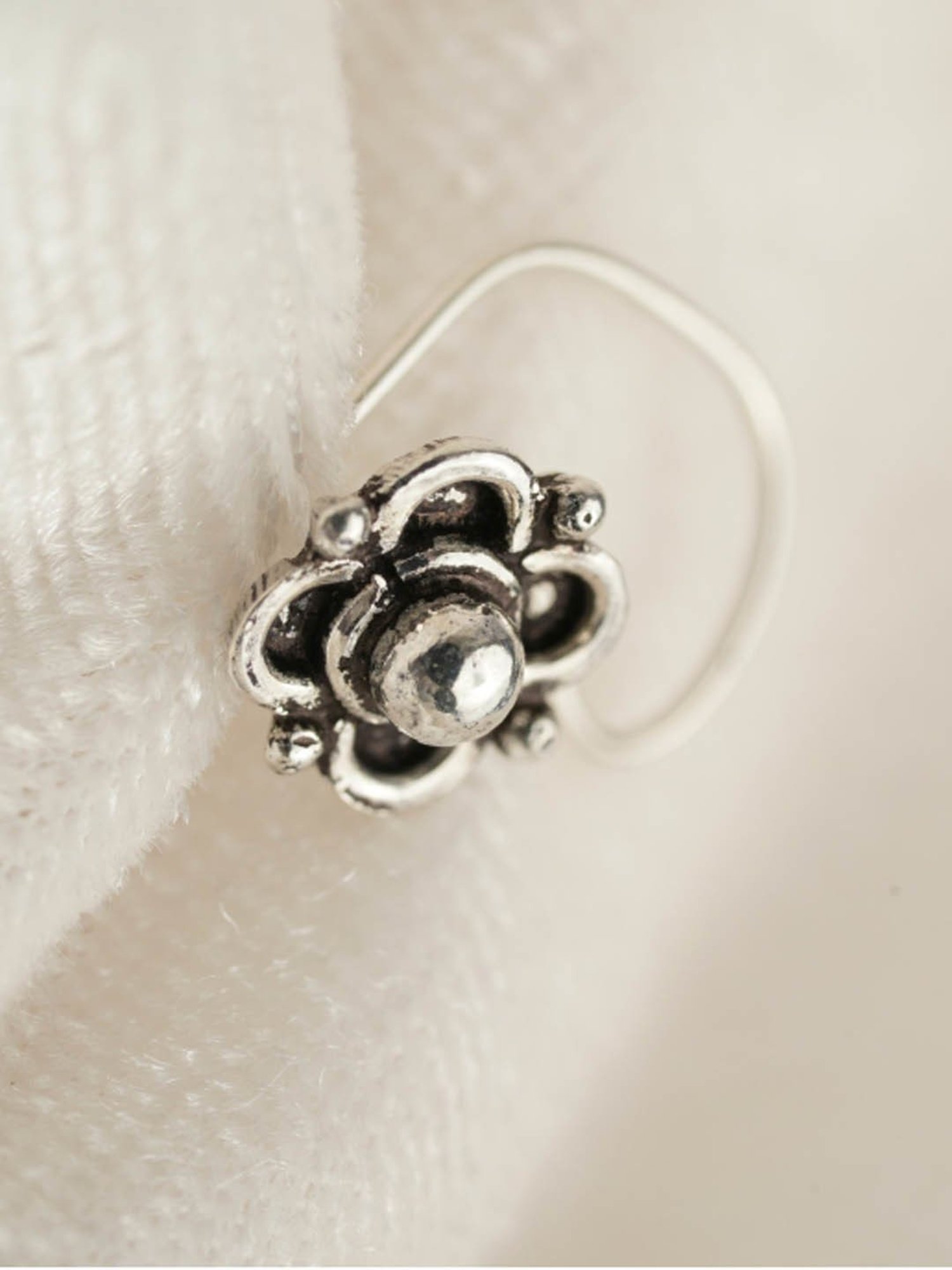 Arte Jewels 92.5 Silver handcrafted Nosepin for Women & Girls