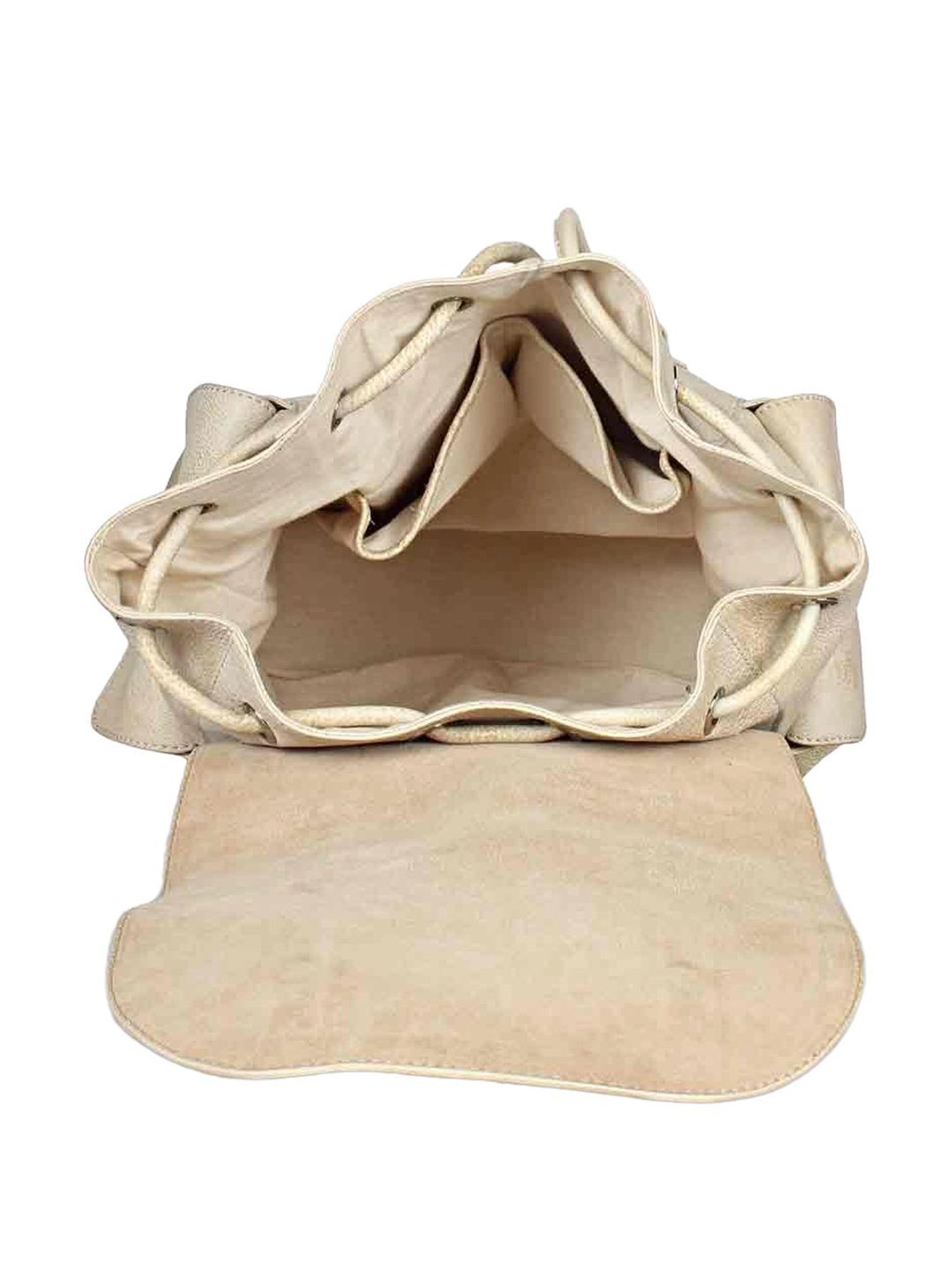 Saint G Beige Leather Medium Backpack