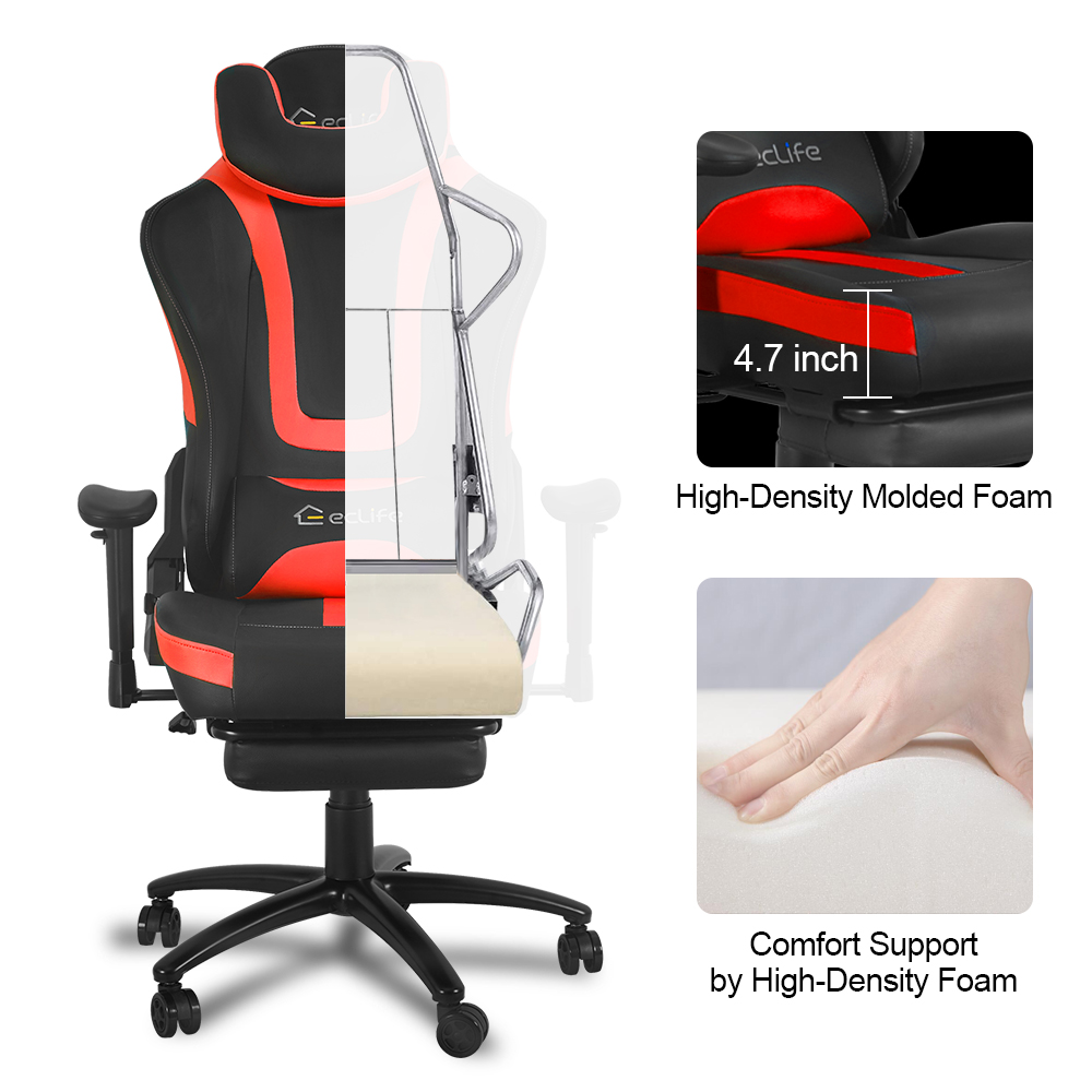 Ergonomic Racing Gaming Chair LUCKWIND Racing Chair
Massage Gaming Chair Office Chair Height Adjustment Recliner Swivel Rocker With Adjustable Headrest Retractable Footrest And Massage Lumbar Pad