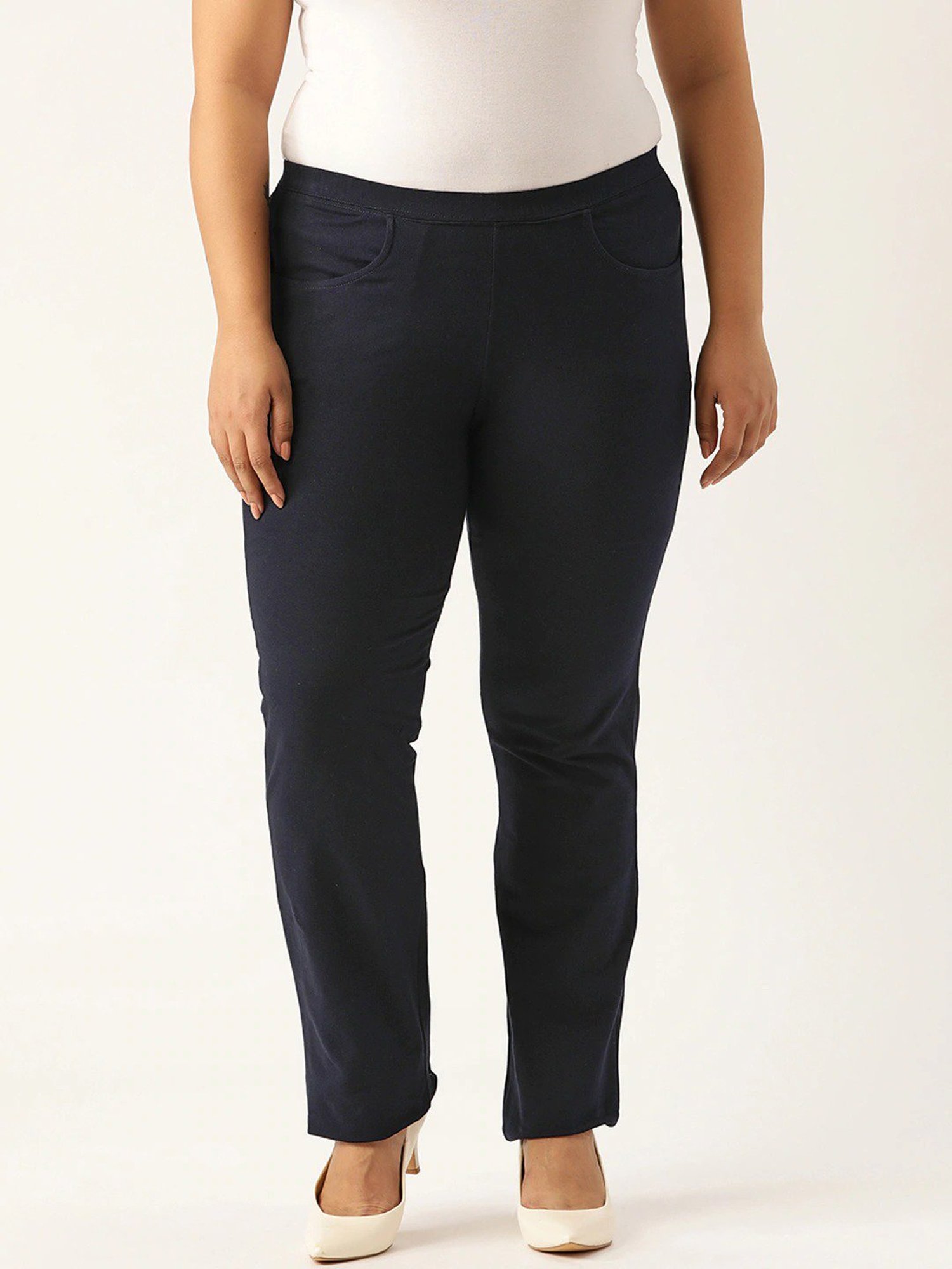 theRebelinme Navy Cotton Regular Fit Pants