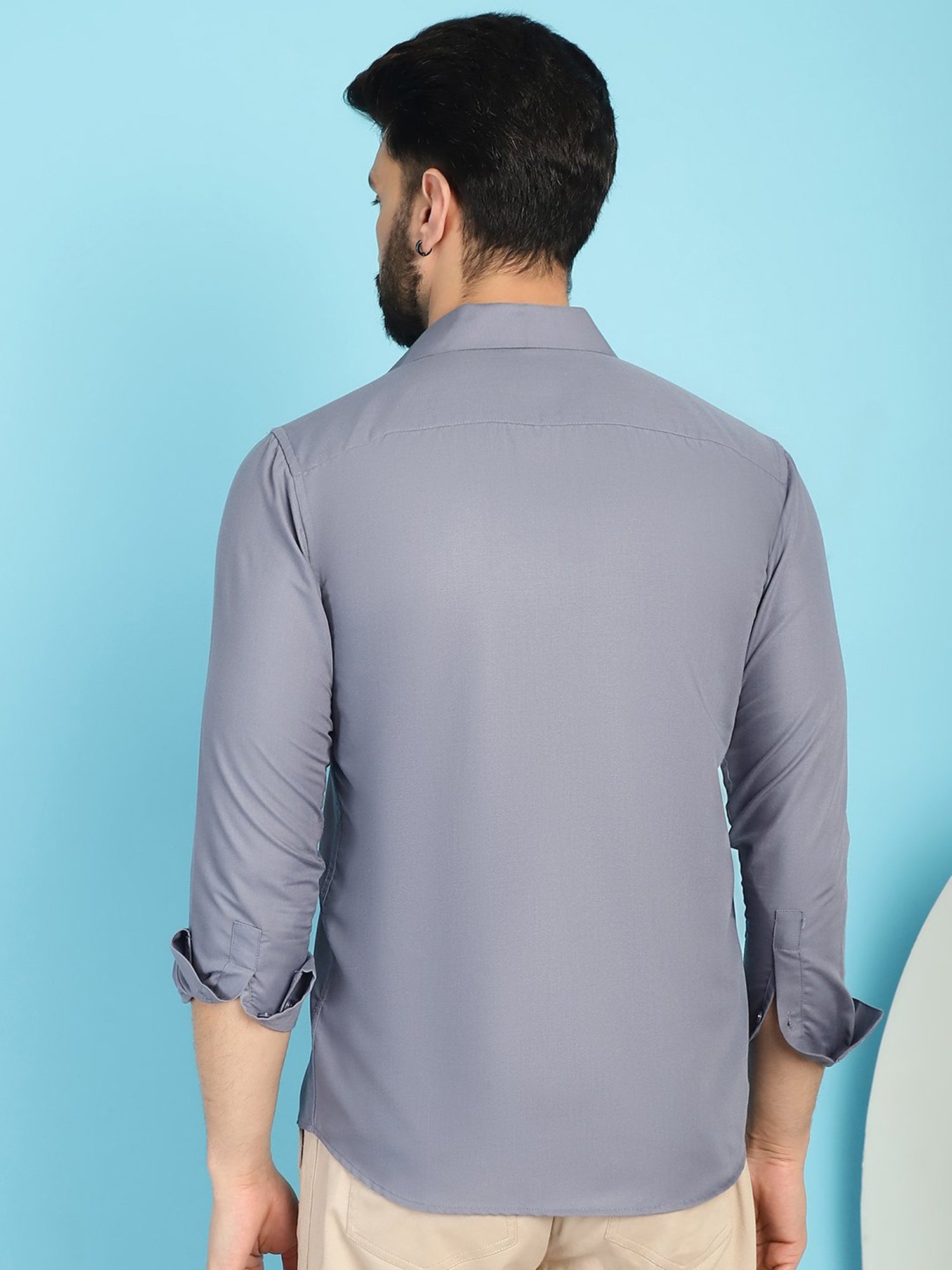 Indian Needle Light Grey Regular Fit Shirt