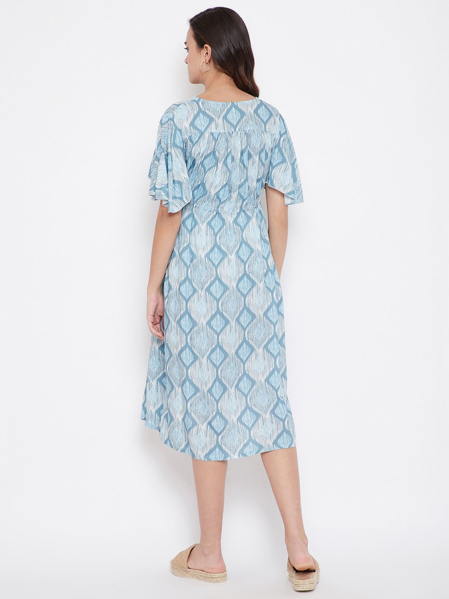 The Kaftan Company Grey & Blue Printed Maternity Dress