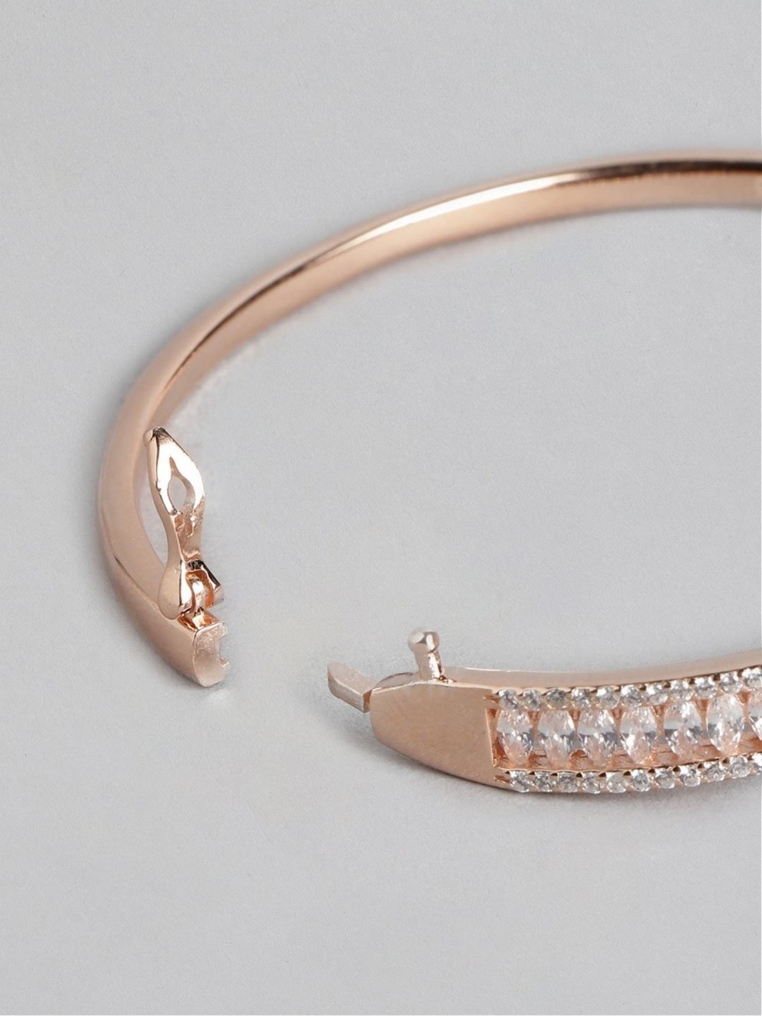 Zavya CZ Rose Gold-Plated 92.5 Sterling Silver Kada Bracelet