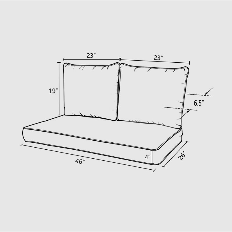 Belmont  3pc Outdoor Replacement Loveseat Sofa Cushion Set Green - Haven Way