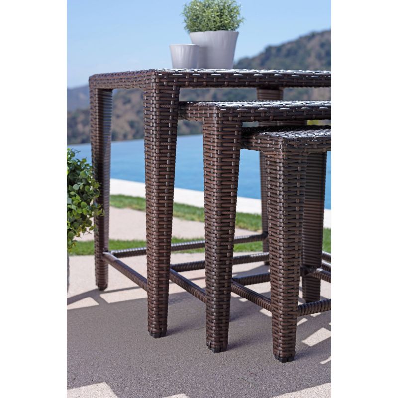 Sevan 3pc Outdoor Wicker Nesting Table Set - Brown - Coaster