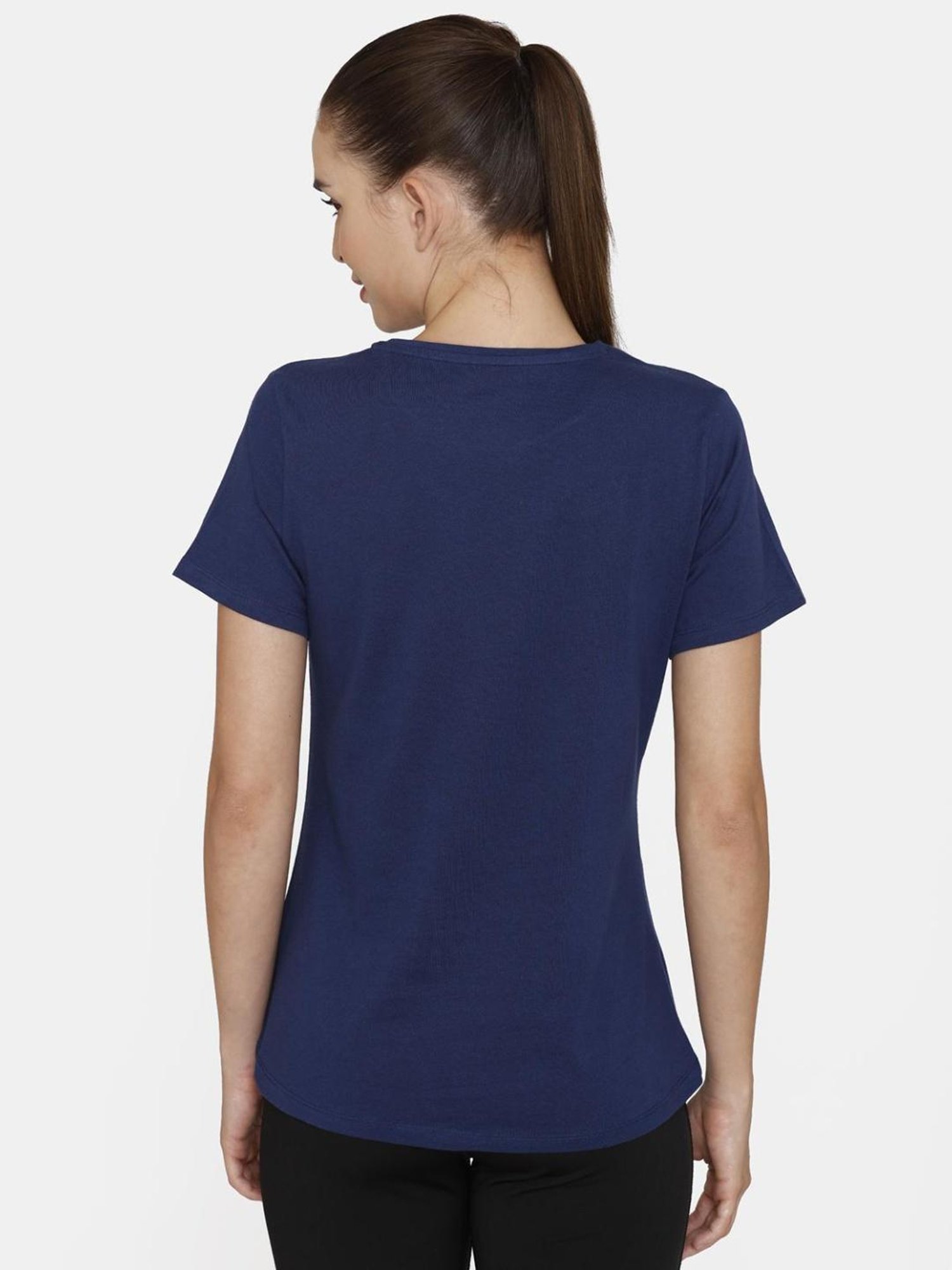 Zelocity by Zivame Navy Graphic Print Sports T-shirt