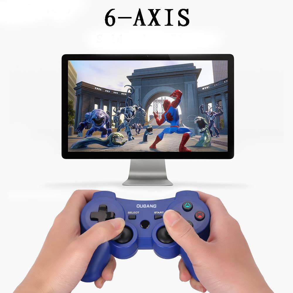 PS3 Controller Wireless - OUBANG PS3 Remote,Best DS3 Joystick Gift for Kids Bluetooth Gaming Sixaxis Control Gamepad Game Accessories for PlayStation3 with Micro Cable(Blue)