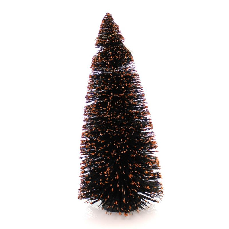 Halloween Black/Orange Bottle Brush Tree Glittered  -  Decorative Figurines